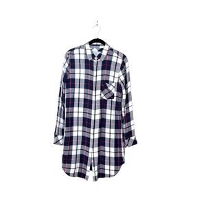 Rails Sawyer Button Down Dress in White & Navy & Cranberry Size S